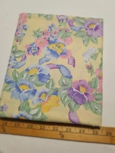 RARE VTG 1996 Daisy Kingdom 26426 Think Of Me Pansies Ribbons Yellow Fabric 2YD - Picture 1 of 5
