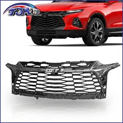 Gloss Black Front Upper Grille w/Grey Chrome for 2019-2021 Chevrolet Blazer RS - Image 1 of 4