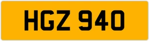 HGZ 940 H 3x3 DATELESS PRIVATE NUMBER PLATE HAN HANNAH HAZEL HARRY HARVE HOL HAZ - Picture 1 of 1