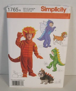 Simplicity 1765 Dinosaur & Dragon Costumes Pattern Child 3-8 & Dog Sizes Uncut - Picture 1 of 2