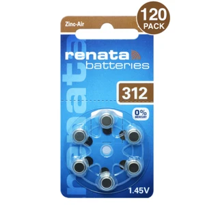 Renata Size 312 1.45V Zinc Air Hearing Aid Batteries (120 Pack) - Picture 1 of 7