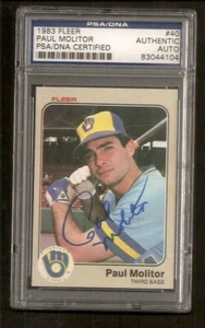 Paul Molitor HOF Brewers 1983 Fleer Signed Auto PSA/DNA ENCAPSULATED - Picture 1 of 1