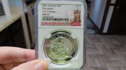 2021 G. BRITAIN S£2 1OZ SILVER NGC MS69 THE VALIANT-FIRST RELEASES(251 Exist) Cover