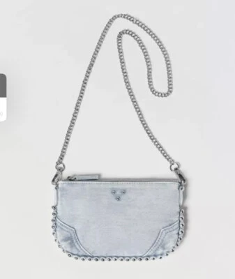 全新带标签 Zara 铆钉牛仔斜挎包 — 第 1/4 张图片