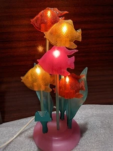 Vintage Desk Lamp 5 Fish red, yellow, pink plastic - Picture 1 of 19
