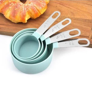 Measuring Cups and Spoons 4pcs Set Steel Baking Tool Kitchen AU B5Z9 - Picture 1 of 16