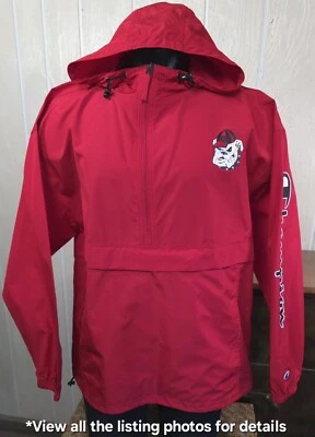 NCAA Georgia Bulldogs Champion Red Packable 1/2 Zip Windbreaker Jacket Men's XL - Image 1 of 4