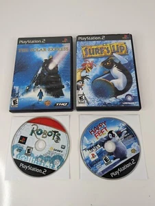 PS2 Kids Game Lot - Polar Express - Surf's Up - Robots - Happy Feet - Tested - Picture 1 of 5