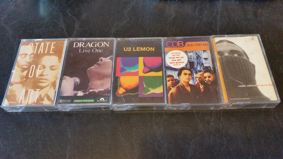 5 x rare music cassette tapes u2 dragon cdb robbie williams state of art - Image 1 of 1