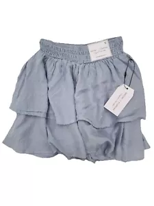 Better Together Smocked Waist Skort Size XS Baby Blue Ruffle Polka Dot NEW - Picture 1 of 6