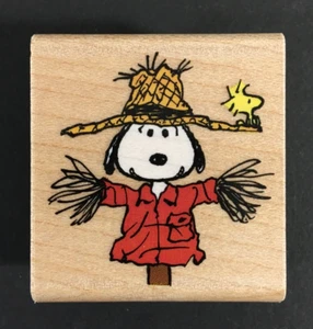 Peanuts Scarecrow Snoopy Rubber Stampede Fall Wood Mounted Rubber Stamp USED - Picture 1 of 6