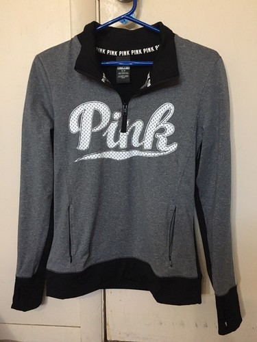 UNDERCOVER Felpa mezza zip Victoria Secret rosa Ultimate giacca pullover felpa con cappuccio marmorizzata