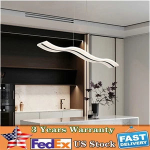 Modern Pendant Lamp LED Linear Wave Acrylic Chandelier Ceiling Light Dimmable - Picture 1 of 13