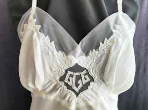 Vintage Classic Parisian Ivory Full Slip-Dress 1950's Satin Bell-Drop Hemline - Picture 1 of 10