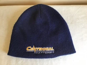Mens Navy Blue Embroidered Centennial Batteries Advertising Winter Beanie Cap - Picture 1 of 3