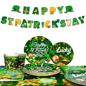 St Patricks Day Party Supplies, 84pcs St. Patrick's Day theme Tableware Set - Picture 1 of 10