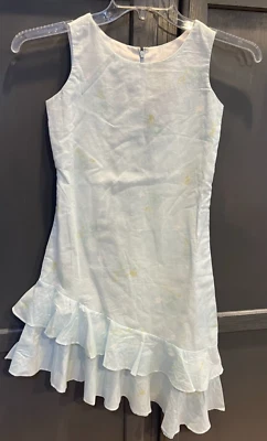 Vestido American Girl azul claro estampado floral niñas talla 10 NUEVO dobladillos con volantes en ángulo Foto 1 de 4