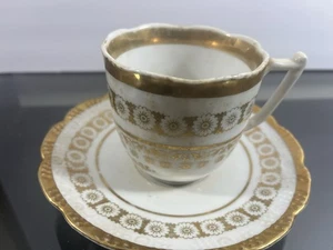 Vintage M. Z. Czech Bunt Geburtstage Gilted William Lycett Tea Cup and Saucer - Picture 1 of 10