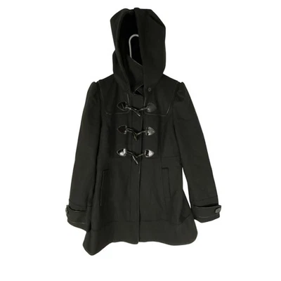 Abrigo Guess para mujer mediano negro mezcla de lana con capucha palanca chaqueta de lona invierno Foto 1 de 4
