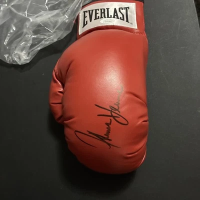 Autographed/Signed THOMAS HITMAN HEARNS Red Everlast Boxing Glove JSA COA Auto - Image 1 of 4