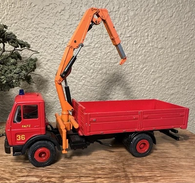 Vintage CONRAD Faltz 36 Mercedes-Benz Flatbed Truck with Crane West Germany 1:50 - Image 1 of 4