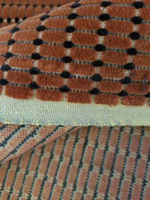 Vintage Rust And Black Upholstery Velvet Fabric  26" X 27" - Image 1 of 3