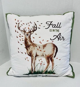 Ciervo ciervo alce caza naturaleza cabina lino almohada otoño decoración del hogar 18” X 18” - Imagen 1 de 6