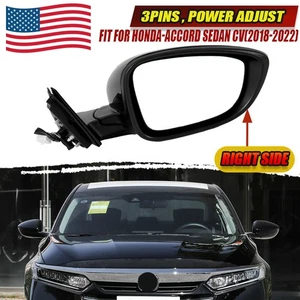 Espejo retrovisor lateral derecho negro pasajero 3 pines para Honda Accord 2018~2019 2020 2021 2022 - Imagen 1 de 17