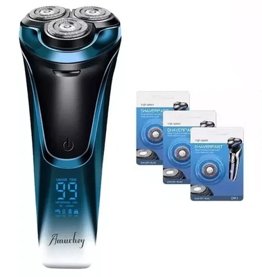 AMURHEY Rasierer Herren Akku LED Anzeige Elektrisch Herrenrasierer 4D 3x Ersatzklingen