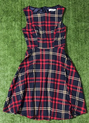 Hanpceirs Dress Blue Red Tartan Plaid Full Skirt Size Small EUC! - Image 1 of 4