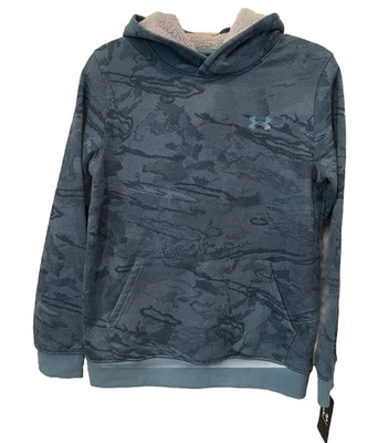 Under Armour Boys Hoodie Youth Large Blue Fleece Logo Athlesure Pockets NWT - Image 1 of 4