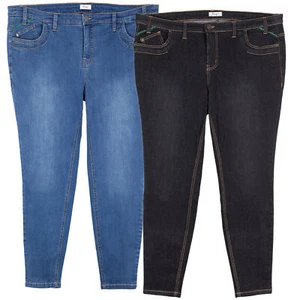sheego Stretchjeans Skinny Cropped Jeans Damen Denim Schwarz Blau 50 52 54 56 58 - Picture 1 of 7