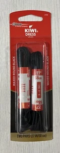 KIWI Dress Round Waxed Black Shoe Laces 27" 2 Pair Per Pack Brand New #3142 - Picture 1 of 2