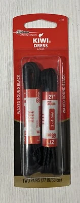 Cordones para zapatos negros encerados redondos de vestido KIWI 27" 2 pares por paquete nuevos #3142 Foto 1 de 2