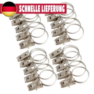 20x Edelstahl Vorhang Gardinenringe mit Klammern Haken Clip für Gardinenstangen - Bild 1 von 12