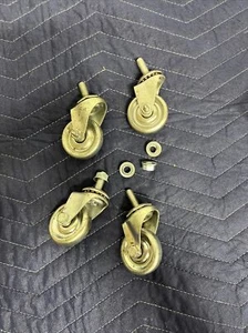 (Set of 4) - Threaded Swivel Casters 2" x 5/8" Metal- TPR 3/8"-16 Thread 1" Stem - Picture 1 of 2