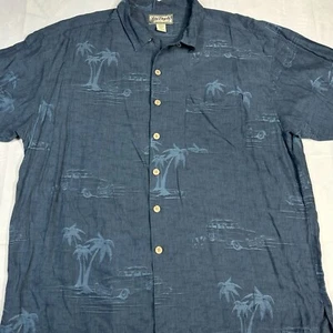 Big Dogs Silk Button Up Camp Shirt Men's XXL Hawaiin Print Palm Tree Pattern - Picture 1 of 14