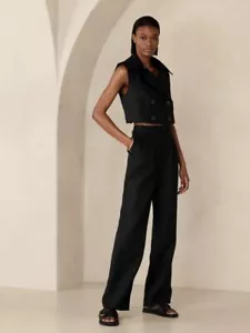 NWT Banana Republic DELPHINE LINEN TRENCH VEST, BLACK SIZE M #628642 Y0813H - Picture 1 of 9