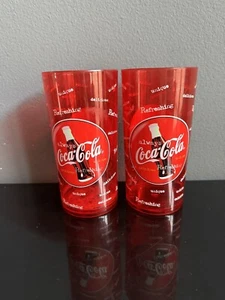 2 Vintage COCA-COLA Plastic Red Thermo-Serv Tumbler Cups Soda Pop 1998 Coke - Picture 1 of 4