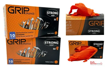 STRONG HAND Grip Orange Stronghand Nitril Handschuhe Werkstatt Handschuhe Gr.10 (XL) 50stk.
