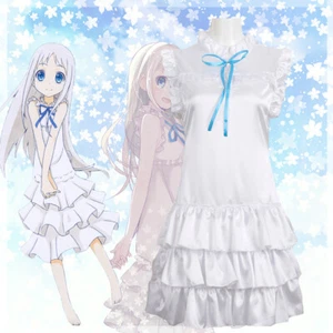NEW Anohana Honma Meiko Menma Cosplay Fancy Dress Girls Costume White Dress - Picture 1 of 4