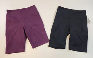 DANSKIN Women's Black Purple 2 Pack Bike Shorts Size Small S NWT - Picture 1 of 3