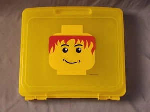 LEGO Yellow Storage Briefcase 2009 Mini Fig Red Head 13"x12"x3" Carry Case - Picture 1 of 3