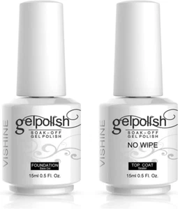 15Ml No Wipe Top Coat Base Coat Gel Nail Polish Soak off UV LED Drying Long Last - Picture 1 of 12