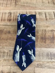 CIRQUE DU SOLEIL Ralph Marlin QUIDAM Print Black Silk Tie 56"x4" Vintage '96 - Picture 1 of 10