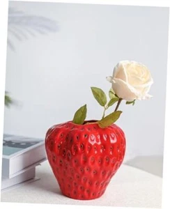 Vase, Strawberry Ceramic Flower Vase for Colorful 6.5 Inch Red Strawberry - Picture 1 of 7