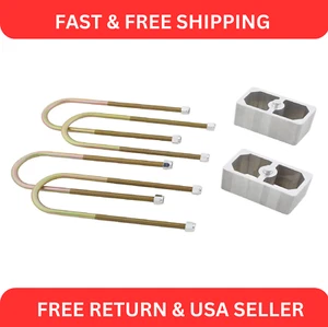 Universal Leaf Spring Lowering Block Kit 3" Drop with U-Bolts & Hardware - Picture 1 of 6