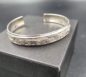 VINTAGE STERLING SILVER NAVAJO STORYTELLER CUFF BRACELET - Picture 1 of 6