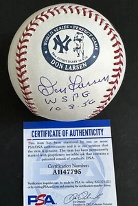 Don Larsen Yankees Signed 1956 WS Perfect Game Logo Mlb Baseball Pg Auto PSA - Picture 1 of 8