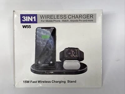 W55 Wireless ChargerDock 3in1 Charging Stand For Phone, Watch, Air Pods Pro New - Image 1 of 4